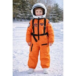 Kids Astronaut Snowsuit Orange Space Suit Costume Insulated Winter One Piece USA